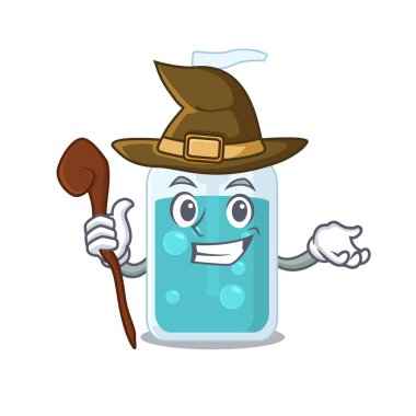 El dezenfektanı komik ama sinsi cadı çizgi film karakteri tasarımı