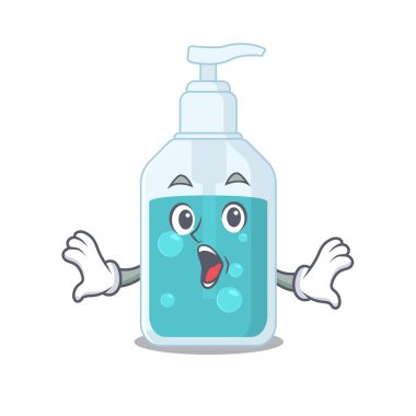 El dezenfektanı maskot tasarımı. Şaşırtıcı bir hareket.
