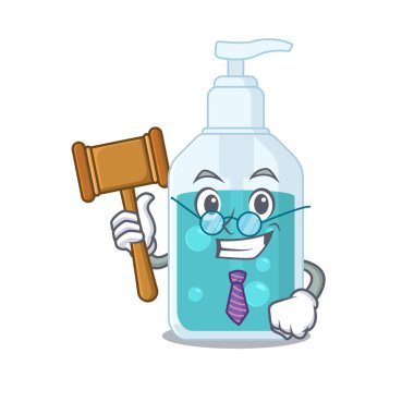 Bilge bir el dezenfektanı maskot tasarımı uzmanı gözlük takıyor.