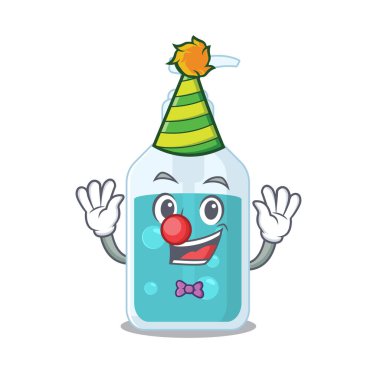 Gülen palyaço el dezenfektanı karakter tasarımı konsepti