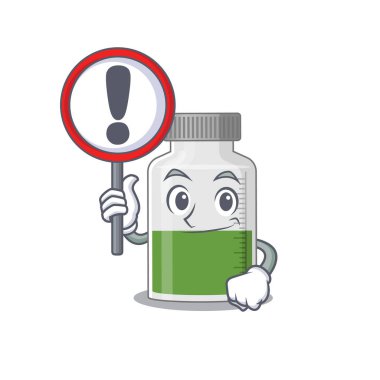 Ünlem levhası olan bir vitamin şurubu karikatürü.
