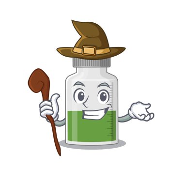 Vitamin şurubu komik ama sinsi cadı çizgi film karakteri tasarımı