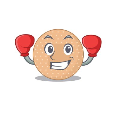 Bir boks şampiyonu olarak yuvarlak bandajlı karakter tasarımı. Vektör illüstrasyonu