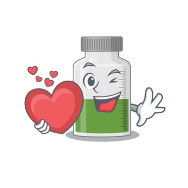 Tatlı bir vitamin şurubu çizgi film karakteri. Kocaman bir kalp taşıyor.