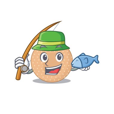 Yuvarlak bandajlı çizgi film tasarımı balık tutmaya hazır. Vektör illüstrasyonu