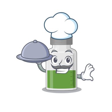 Tepside yemek servisi yapan vitamin şurubu şefinin maskot tasarımı.