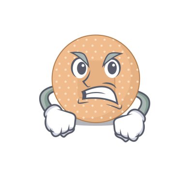 Yuvarlak bandajlı bir karikatür tarzı çılgın bir yüze sahip. Vektör illüstrasyonu