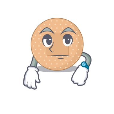 Maskot tarzı, yuvarlak bandajlı ve jestli. Vektör illüstrasyonu