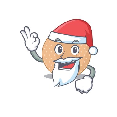 Yuvarlak bandajlı Noel Baba 'nın sevimli, okey parmaklı çizgi film karakteri. Vektör illüstrasyonu