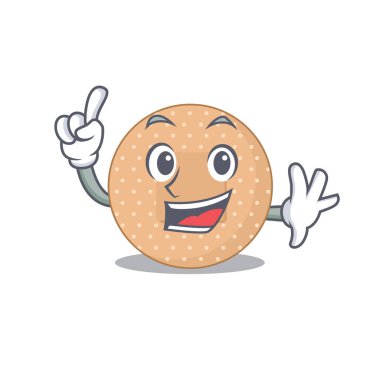 Yuvarlak bandaj karikatür tasarımı, tek parmak pozuyla. Vektör illüstrasyonu