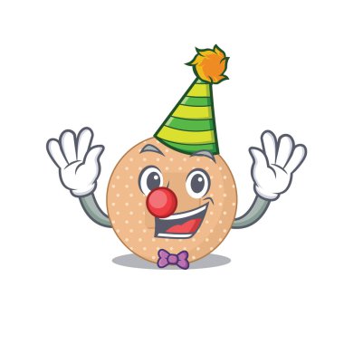 Dost canlısı palyaço sargı bezi maskot tasarımı konsepti. Vektör illüstrasyonu