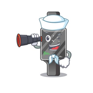 Akıllı Saat Sailor 'ın dürbünlü bir karikatür tasarımı. Vektör illüstrasyonu