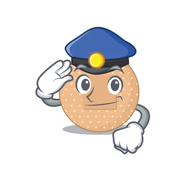 Beau Dessin Animé Policier Représentant Bandage Arrondi Avec Chapeau Bleu — Image vectorielle