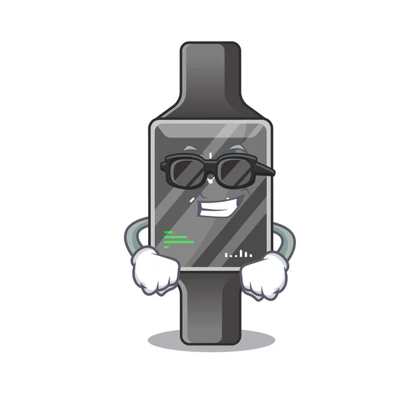 Fabuloso Personaje Dibujos Animados Reloj Inteligente Con Gafas Negras Con — Vector de stock