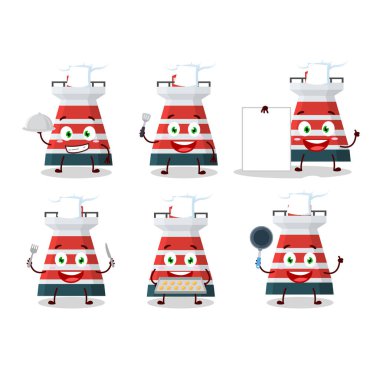 Çeşitli şef ifadeleriyle Mercusuar 'ın çizgi film karakteri