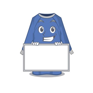 Tek kullanımlık kıyafet çizgi film tasarımı bir panonun arkasında duruyor. Vektör illüstrasyonu