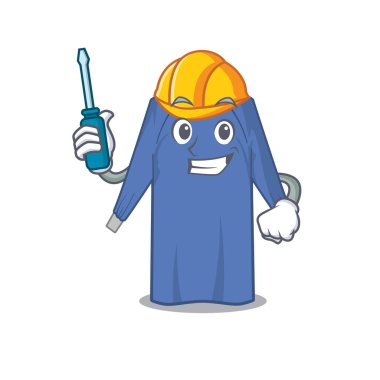 Tek kullanımlık kıyafet karikatür tasarımı otomotiv olarak işe yaradı. Vektör illüstrasyonu