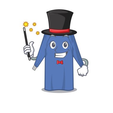 Tek kullanımlık kıyafet çizgi film tasarımı tarzında muhteşem bir sihirbaz. Vektör illüstrasyonu