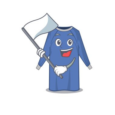 Beyaz bayraklı tek kullanımlık kahraman bir maskot tasarımı. Vektör illüstrasyonu