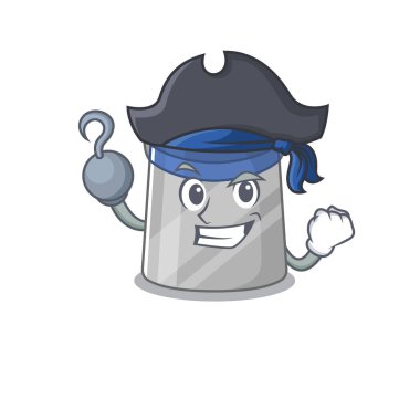 Tek eli kancalı bir Korsan karakterinde yüz kalkanı tasarımı. Vektör illüstrasyonu