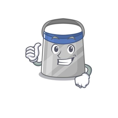 Yüz kalkanı çizgi film karakteri tasarımı tamam parmağı gösteriyor. Vektör illüstrasyonu