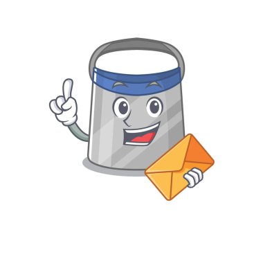 Kahverengi zarflı neşeli bir yüz kalkanı tasarımı resmi. Vektör illüstrasyonu