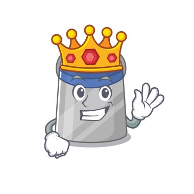 Altın taçlı, yüz kalkanı maskotu tasarımlı bilge bir kral. Vektör illüstrasyonu