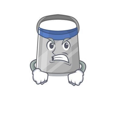 Kızgın bir yüzü gösteren bir yüz kalkanı karikatürü. Vektör illüstrasyonu