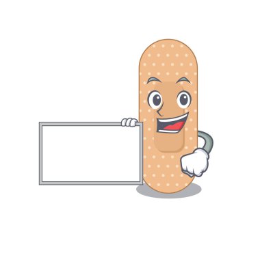 Beyaz tahta tutan standart bandajlı çizgi film karakteri tarzı