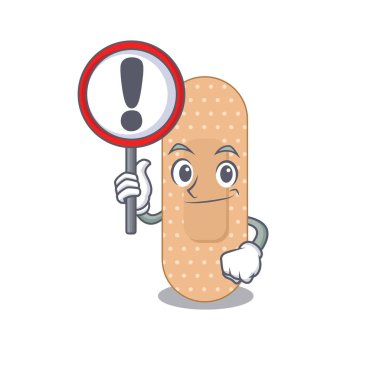 Ünlem levhası olan standart bandajlı bir çizgi film ikonu.