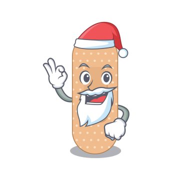 Karikatür karakteri standart bandaj Noel Baba 'nın şirin, tamam parmağı var.