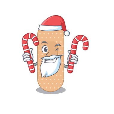 Noel karikatür karakteri ve Noel şekeri giymiş standart bandaj.