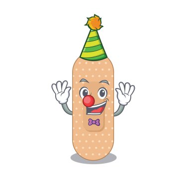 Arkadaş canlısı palyaço standart bandaj maskotu tasarımı konsepti