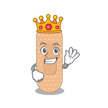 Standart bandaj karikatür tasarımı tarzında, altın kaplama bir kral.