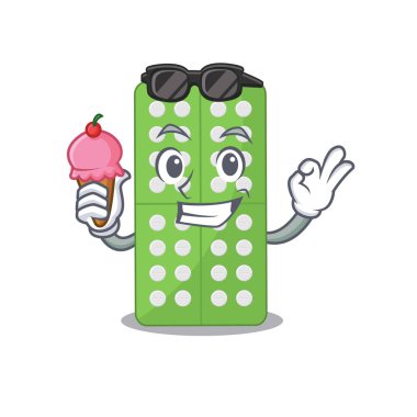 Dondurmalı ilaç haplarının karikatür tasarımı.