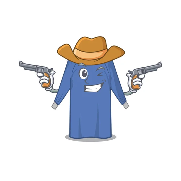 Comicfigur Cowboy Aus Einwegkleidung Mit Gewehren Vektorillustration — Stockvektor