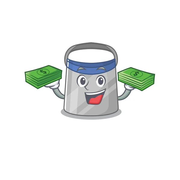 Rico Personagem Desenho Animado Escudo Facial Com Muito Dinheiro Ilustração — Vetor de Stock