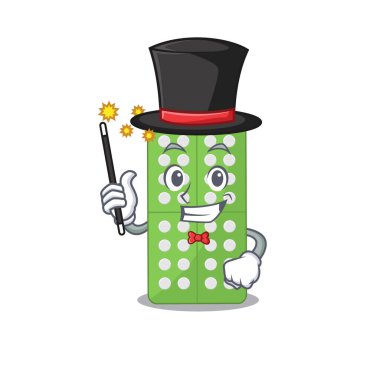 Karikatür tasarımı tarzında akıllı bir ilaç sihirbazı.