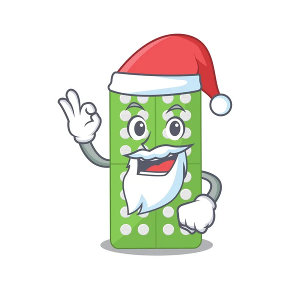 Cartoon-Figur der Medizin Pillen Santa mit niedlichen ok Finger — Stockvektor