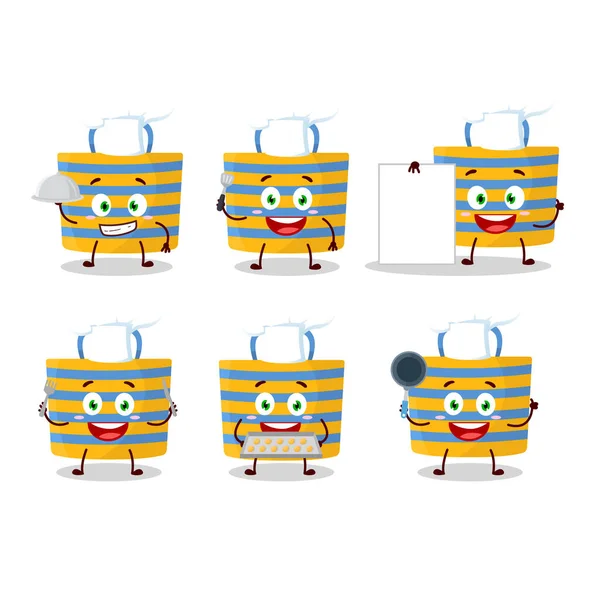 Cartoon Character Beach Bag Various Chef Emoticons Vector Illustration — Stock Vector