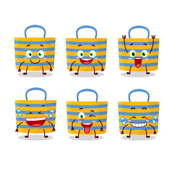 笑顔の表情でビーチバッグの漫画のキャラクター ベクターイラスト — ストックベクタ