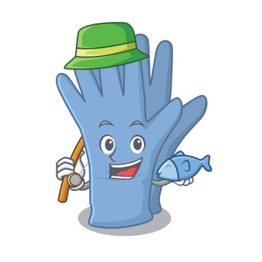 Tıbbi eldivenlerin çizgi film tasarımı stili balıkçılığa gidiyor.