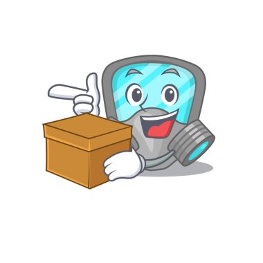 Neşeli bir solunum maskesi çizgi film tasarımı konsepti.