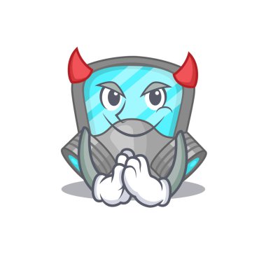 Solunum maskesi şeytan çizgi film karakteri tasarım konsepti gibi giyinmiş.