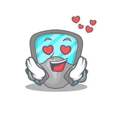 Romantik solunum maskeli çizgi film karakteri aşık olur.