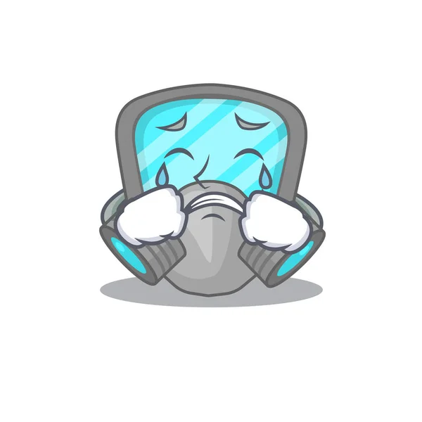 Design caricatura della maschera respiratore con un viso triste — Vettoriale Stock
