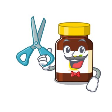 Yetenekli berber olarak C vitamini çizgi film karakter tasarımı