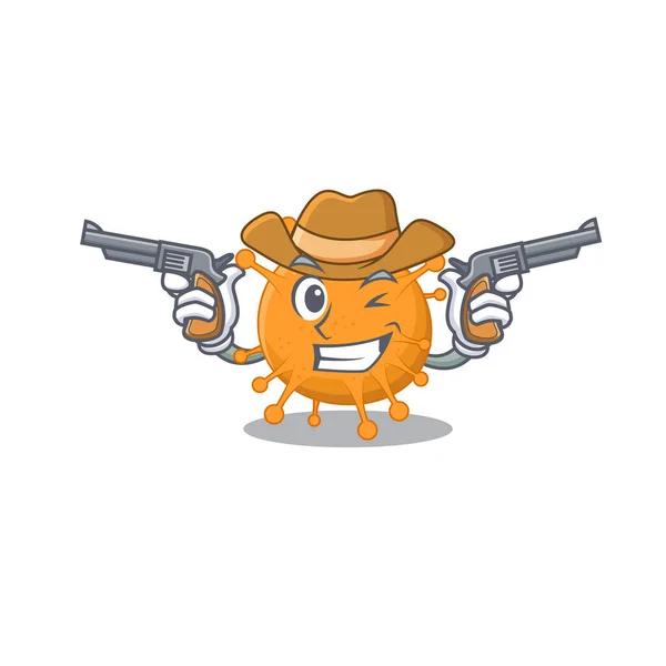 Personnage de bande dessinée cow-boy de anaplasma avec des armes — Image vectorielle