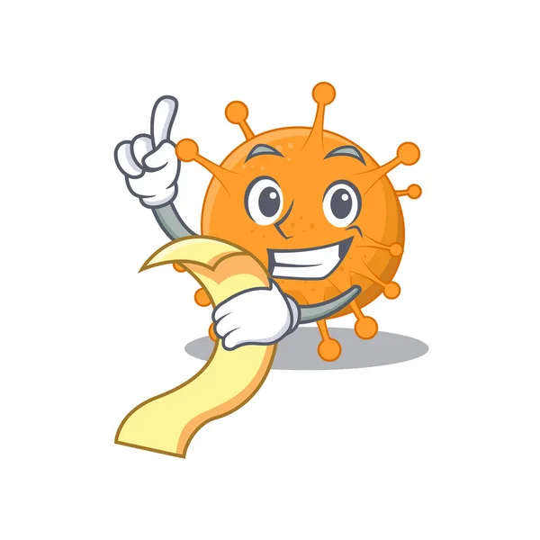 Estilo del personaje de la mascota de Anaplasma con un menú en su mano — Archivo Imágenes Vectoriales