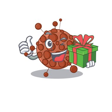 Büyük hediye kutusu olan Neisseria çizgi film karakteri konsepti